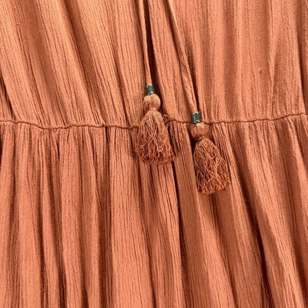 Knox Rose Orange Boho Midi Dress Women's Medium Approx Tiered Ruffle Long Sleeve - Picture 10 of 14